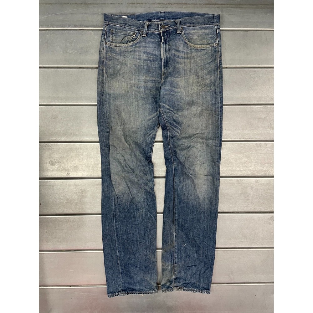 Levis 505 Jeans Straight Fit Jeans Mens 35x34 Blue Medium Wash‎ Denim Faded